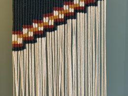 Modern Boho Macrame Wall Hanging - Geometric Woven Tapestry in Bold Earth Tones