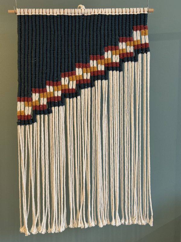 Modern Boho Macrame Wall Hanging - Geometric Woven Tapestry in Bold Earth Tones