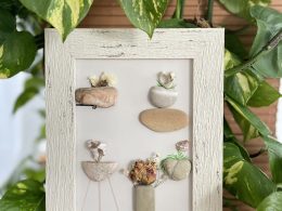 Framed Pebble Art “The World Of Flowers”