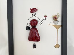 Framed Pebble Picture "The Lady In Red"