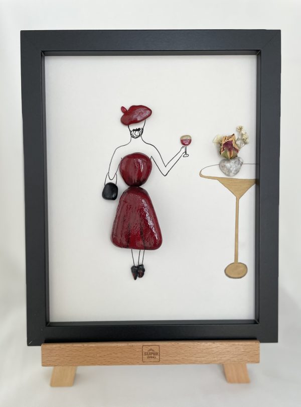Framed Pebble Picture "The Lady In Red" - Image 5