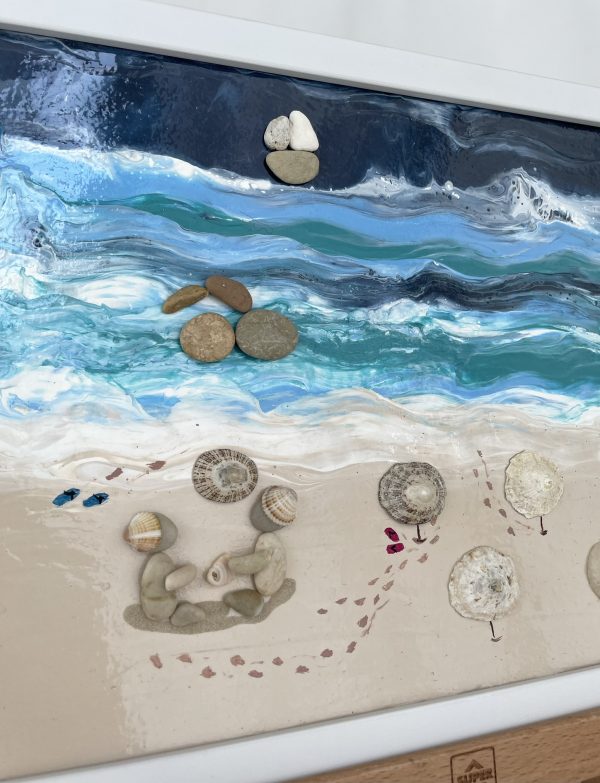 Framed Pebble Art ''Sea side'' - Image 5