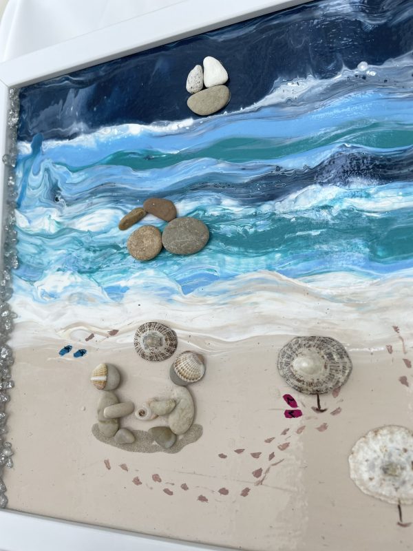 Framed Pebble Art ''Sea side'' - Image 9