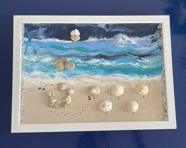 Framed Pebble Art ''Sea side'' - Image 7