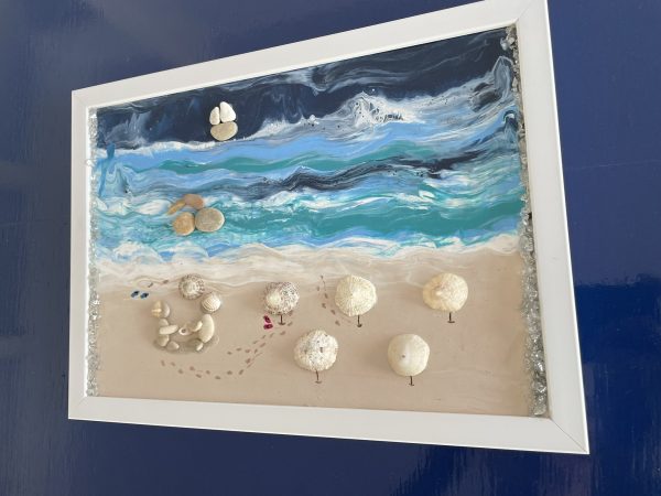 Framed Pebble Art ''Sea side'' - Image 8
