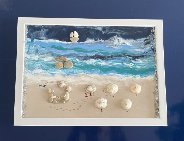 Framed Pebble Art ''Sea side'' - Image 2