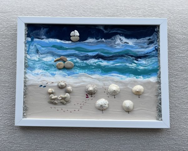 Framed Pebble Art ''Sea side''