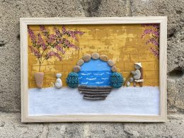 Framed Pebble Picture "Old Town"