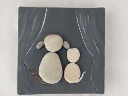 Pebble Art On Canvas "Dogs And Cats Can Be Friends"