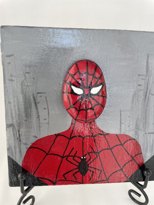 Pebble Art On Canvas "Spider-Man" - Image 2