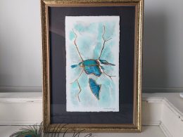 Kingfisher Watercolour Painting With Gilding