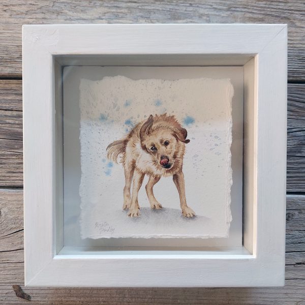 Wet Dog: Framed Watercolour Painting - Image 3