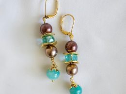 Gemstone and Pearls Earrings "Lunar Charm" 2