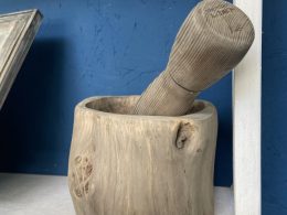 Hollowed log mortar & pestle