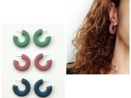 Chunky hoop polymer clay earrings