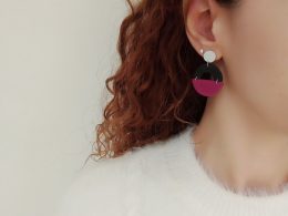 Off-white, black and purple statement polymer clay earrings
