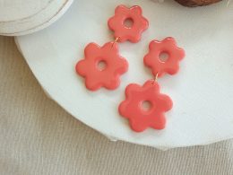 Coral flower dangle earrings