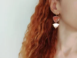 Marbled pumpkin orange and gold dangles