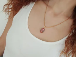 Marbled pumpkin orange pendant necklace