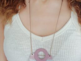 Marbled pastel pendant polymer clay necklace
