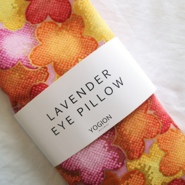 lavender eye pillow orange pink daisies