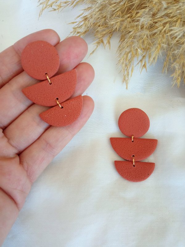 Cinnamon statement polymer clay dangle earrings - Image 3