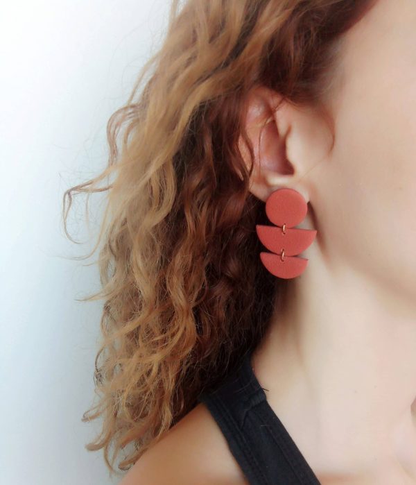 Cinnamon statement polymer clay dangle earrings - Image 4