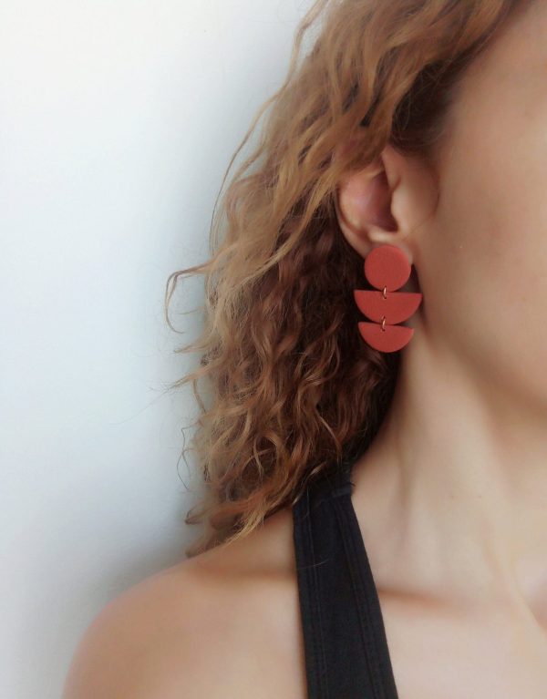 Cinnamon statement polymer clay dangle earrings - Image 2