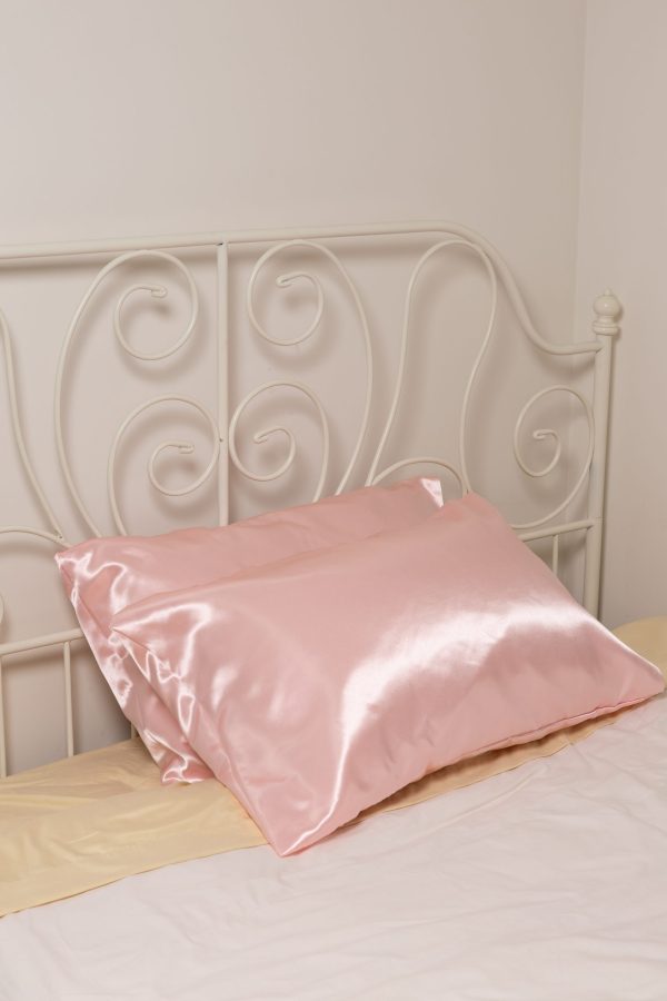 Pink satin pillowcase
