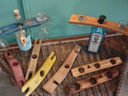 Wine bottle and twin glass displays