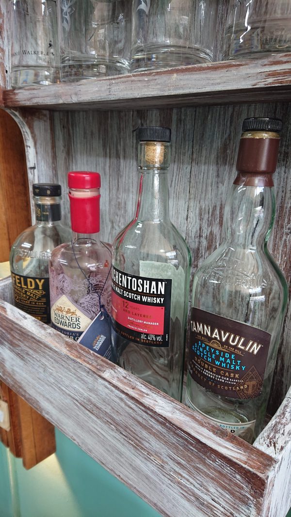 Rustic, repurposed wood, wall-mounted drinks bar with shelf - Image 7