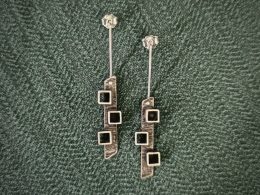 Silver square earrings