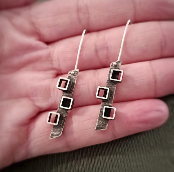 Silver square earrings - Image 3
