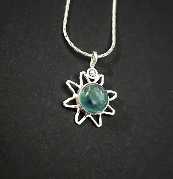 Apatite silver sun necklace