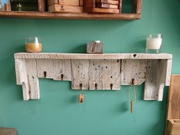 Rustic wall mounted coat rack and shelf