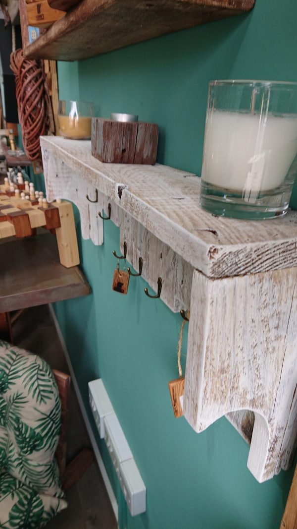 Rustic wall mounted coat rack and shelf - Image 4