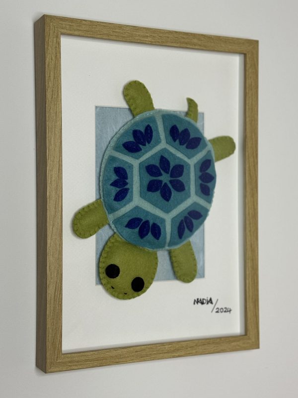 Adorable Framed Felt Sea Turtle