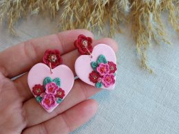 Floral heart earrings