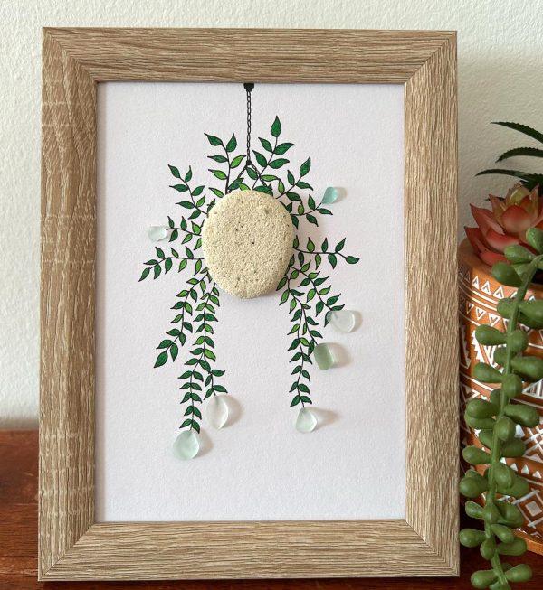 A lovely hanging floral arrangement, made with seaglass pieces and a pebble, perfect as a thoughtful gift! - Image 2
