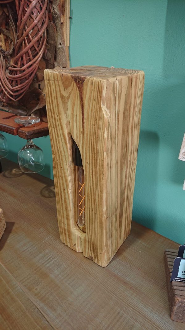 Repurposed solid olive block table lamp - Image 8