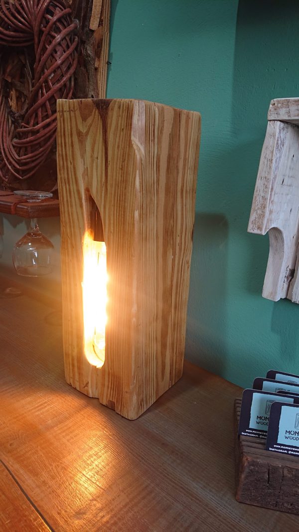 Repurposed solid olive block table lamp - Image 4