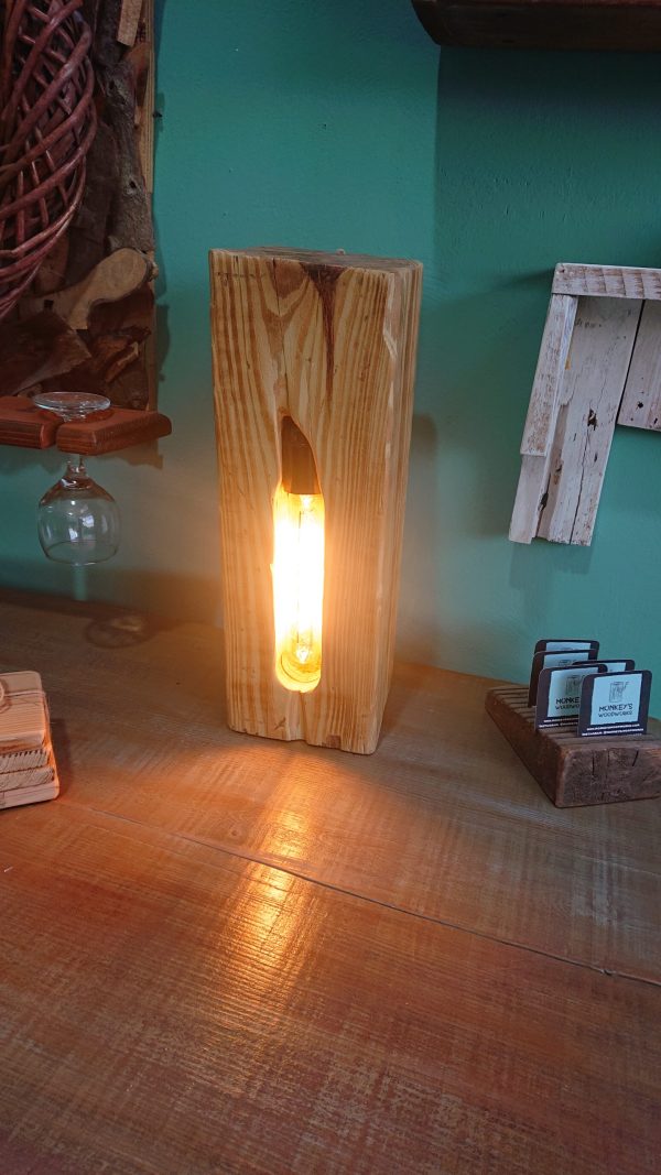 Repurposed solid olive block table lamp - Image 6