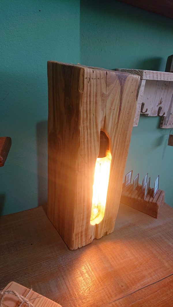 Repurposed solid olive block table lamp - Image 10