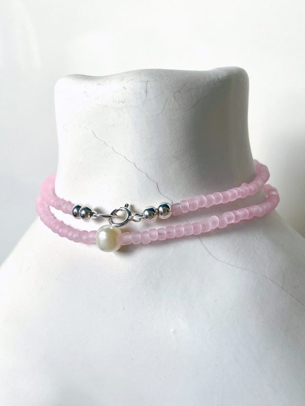 Pink Beaded Pearl Necklace - Image 5