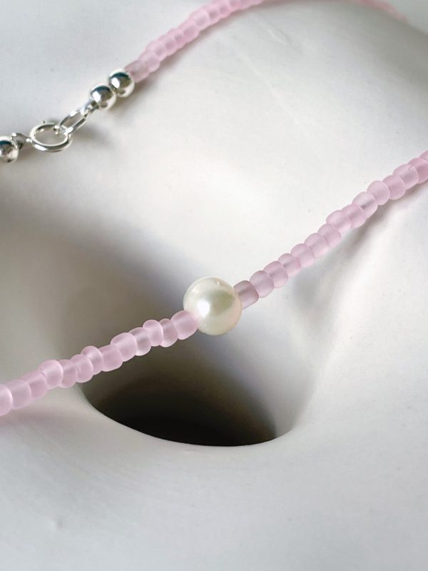 Pink Beaded Pearl Necklace - Image 2