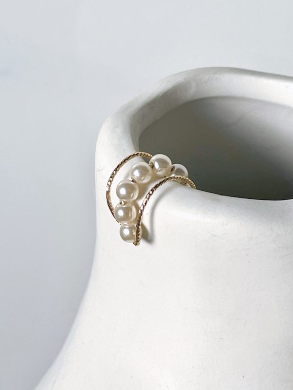 Gold Sparkle Pearl Earring Cuff - Image 3
