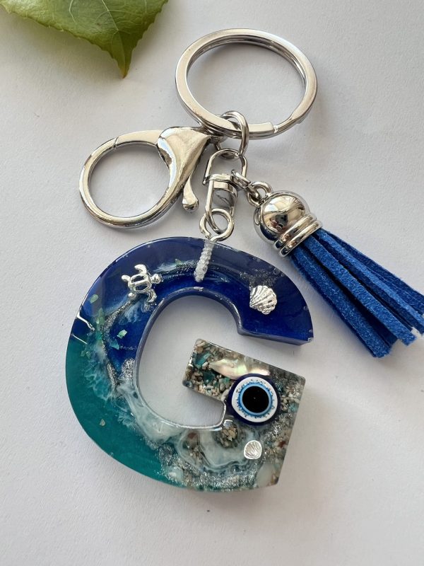 Ocean alphabet resin keychain. Made to order - Image 3