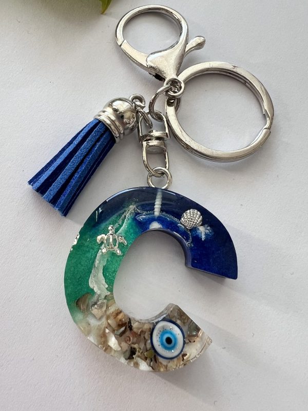 Ocean alphabet resin keychain. Made to order - Image 2