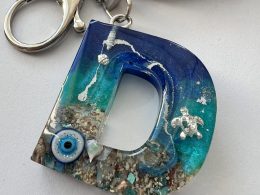 Ocean alphabet resin keychain. Made to order