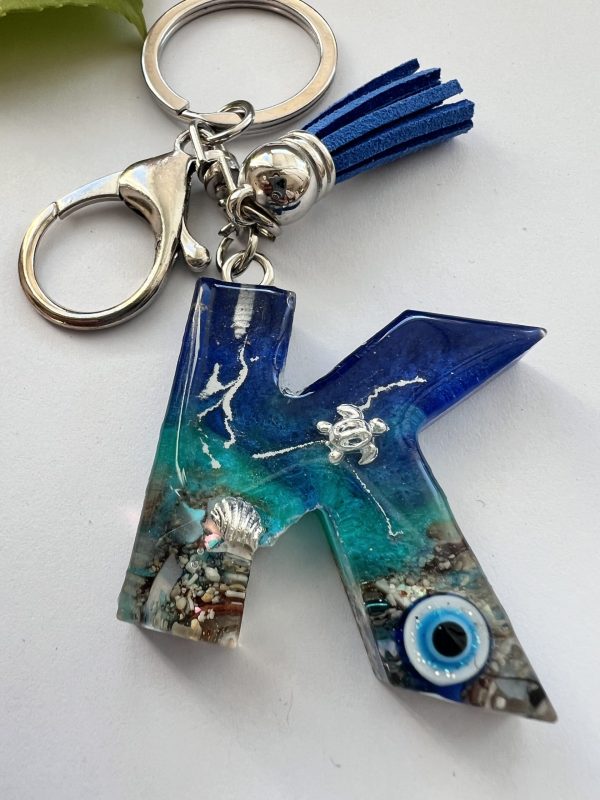 Ocean alphabet resin keychain. Made to order - Image 4
